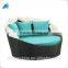 Patio rattan wicker black white daybed with turquoise cushions