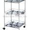 Elegant Looking 3 Tiered Color Glass Food Serving Trolley