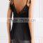 Wholesale Women Apparel V-neck Casual Black Broderie Anglaise Linen and Cotton-blend Camisole(DQE0387T)