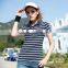 Wholesale 100% cotton stripe printing women's Polo Shirt