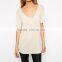 Womens deep v neck short sleeve plain peruvian cotton t shirt