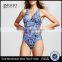 Womens Summer Floral V Neck One Piece Swimsuit Customize Multi Colored Swimming Suit Polyester Spandex Perfect Material Finish