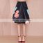 MGOO 2016 Brand Design Custom Floral Umbrella Skirts For Women High Waist Black Beauty Up Skirt 15145A216