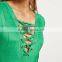 Sexy Lace-Up Women Plunge Suede Long sleeves Tie Front Bodysuit Leotard Blouse Top