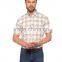 Beige check Buttoned Regular Short Sleeve Shirt