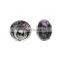 Lampwork Glass European Style Large Hole Beads Round Pattern Multicolor With 304 Stainless Steel Silver Tone Core