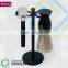 Safety Razors with Stands and Shaving Brush Complete Set With Twist handle to open for blade