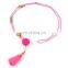 Stylish Glass Beads Pom Pom Tassel Necklaces
