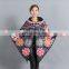 wholesale woman fashion bat sleeve poncho mixed pattern hood cape shawl trench coat