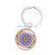 Stock Mandala Art Picture Glass Cabochon pendant Keychains Sacred Geometry Yoga Om Fashion Jewelry Key ring