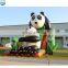 Factory inflatable panda slide bamboo decoration for kids