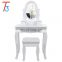 White Dressing Table With Stool With 3 Drawers And Makeup Vanity Table
