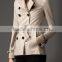 Leather Detail Gabardine Trench Jacket for lady