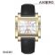 New Arrival gold plated wrist watch quartz luxury gold watch, good quality genuine leather watchman quartz watches