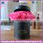 custom printed matte black round box for flowers