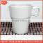 the cup stacking hot selling fancy white porcelain round stacked coffee stripe cup with handle tea and milk mug