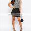 latest a line mini skater casual lady skirt/dress with ornament belt
