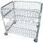 Hot sale light duty folding wire mesh rolling cage container with 2" PVC casters