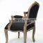 French /European style with Black flower or blue and white Fabric Solid OAK Carved Arm chair/Living chair (CH-923-OAK )