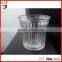 Cylinder shaped decorative clear glass flower vase with stripe pattern