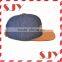 Flat bill custom leather patch suede snapback hat