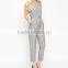 Wholesale 100% Polyester fitted waist backless fashion women long jumpsuit 2016