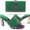 Ladies stone design handbags mix high-heeled shoes african shoes and bag set for women