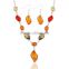Silver plating alloy resin jewelry set amber pendant necklace with earring set indian