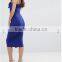 Guangzhou Clothing OEM blue semi formal Midi Bodycon Zip Front Dresses