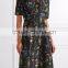 Wholesale Customized OEM Floral-print Silk-georgette Midi Dress(DQM056D)