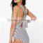 Sexy Knot Back Stripe Bodysuit Women,fashion One Piece Bodysuit 2016