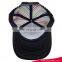Latest custom black embroidered logo foam trucker cap and hat with colorful strip mesh