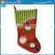 Christmas Stocking with Santa Claus Face Snowman Reindeer Embroidery