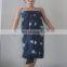 Cotton Pareo Sexy Bikini Sarong Floral Beach Wear Indigo Blue Shibori Print