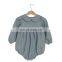 Long-sleeved cotton and hemp newborn khaki solid color comfortable baby onesie romper