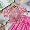 Summer girls 2 pcs set baby blouse + pants kids suits children clothes floral pletaed elastic ruched puff sleeve