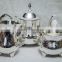 Silver Plated Brass Sugar And Milk Powder Bowl With Spoons And Serving Tray