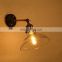 Antique Loft Wall Lamp Simple Vintage Bedroom Clear Glass Shell Wall Lamp