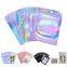 Custom Printed Beauty Hologram Mylar Zip Lock Pouch Clear Holographic Makeup Plastic Packing Bags With Transparent Window
