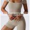 Gym Fitness Sexy One Piece Square Neck Built In Bra Short Sleeve Shorts Yoga Dance Jumpsuit Women Workout Training Sports Wear