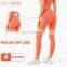 With T Line Warm Coral Printed Workout Leggings Double Hip Line Yoga Pants Wholesale