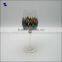 Hand blown painted wine glass