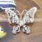 China wholesale cheap fashion butterfly rhinestone brooch for wedding hollow out brooch