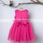 Fashion Rose Red Sequin Organza Fabric Baby Girl Party Dress for Children