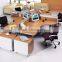 Modern Office Blue Top Partition Cubicles X Shape 4 person workstation furniture (SZ-WS031)