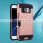 Brushed metal card holder combo case for Samsung Galaxy S7 dual layers cover