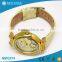 latest watch diamond women girl hot sel high quality PU leather band alloy case 3TM waterproof japan movt golden wrist watch