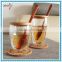 Double-wall Glass Cup with Coaster and Wood Lid