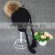 Hot Sale Unique Knitted Long Winter Scarf With Real Raccoon Fur Pompoms