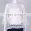 2016 New ladies' boat neck 3/4 sleeve pullover knitted sweater with pointell